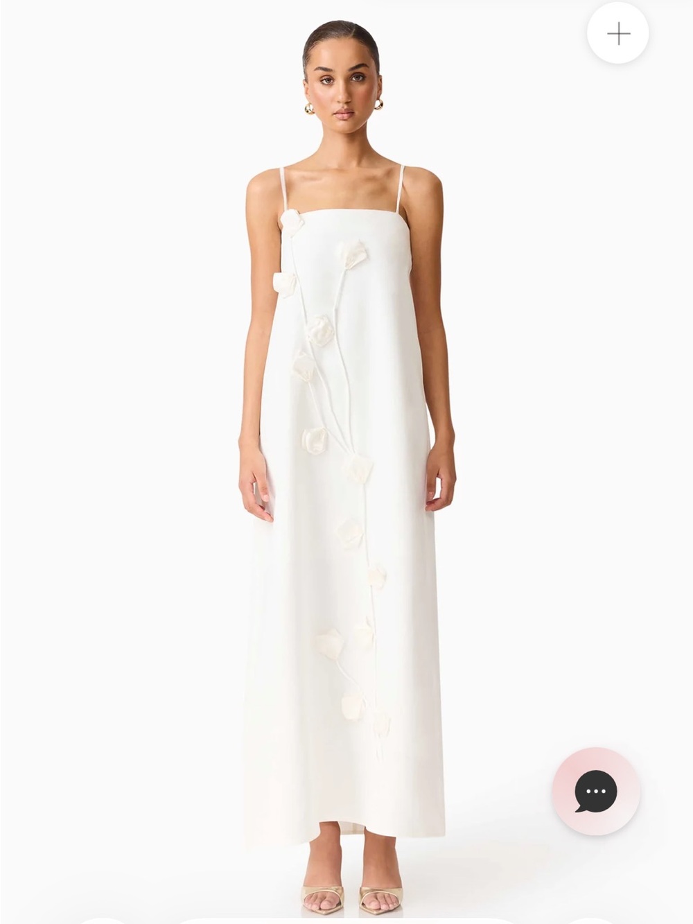 Elliatt Ivory Strapless Floral-Appliqué Column Gown